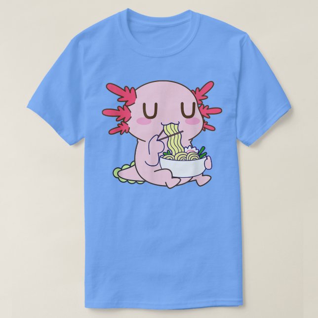 T-shirt Kawaii Axolotl Manger Ramen nouilles Anime Cadeaux (Design devant)