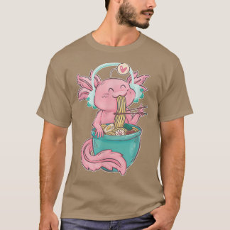 T-shirt Kawaii Axolotl Manger Ramen nouilles Anime Femmes 