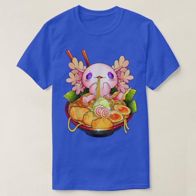 T-shirt Kawaii Axolotl Manger Ramen nouilles Anime Kids Te (Design devant)
