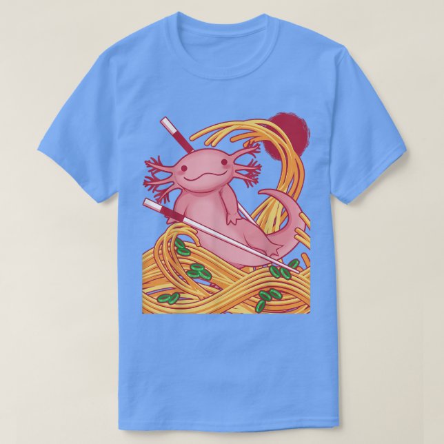 T-shirt Kawaii Axolotl Salamander Mange Ramen Japonais Fo (Design devant)