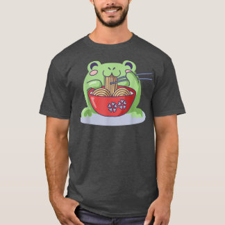 T-shirt Kawaii Blushing Frog Ramen Bowl Foin Japonais Cu
