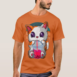 T-shirt Kawaii Boba Tea Cat, Japonais Neko Bubble Tea Funn