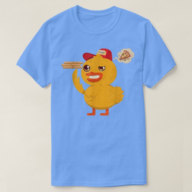 T-shirt Kawaii Canard Cute Animal Livraison Pizza Drôle Pi (Design devant)