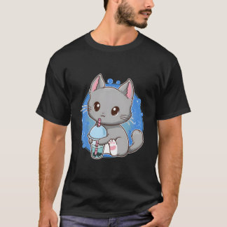 T-shirt Kawaii Cat Bubble Milk Tea For
