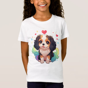 T-Shirt Kawaii Cavalier King Charles Pastel Rainbow Tail