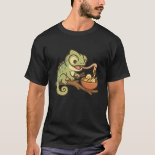 T-shirt Kawaii Chameleon Manger Ramen - Drôle Jungle