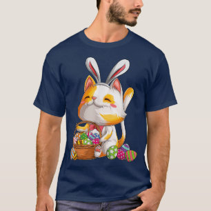 T-shirt Kawaii Chat Bunny Joyeux Costume d'oeuf de Pâques 