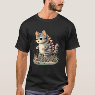 T-shirt Kawaii Chat Kaiju Catzilla Japonais Hommes Femmes 