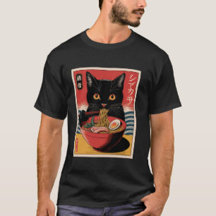 T-shirt Kawaii Chat Manger Ramen mignon nouilles japonaise