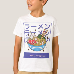 T-shirt Kawaii Chat Manger Spaghetti 40