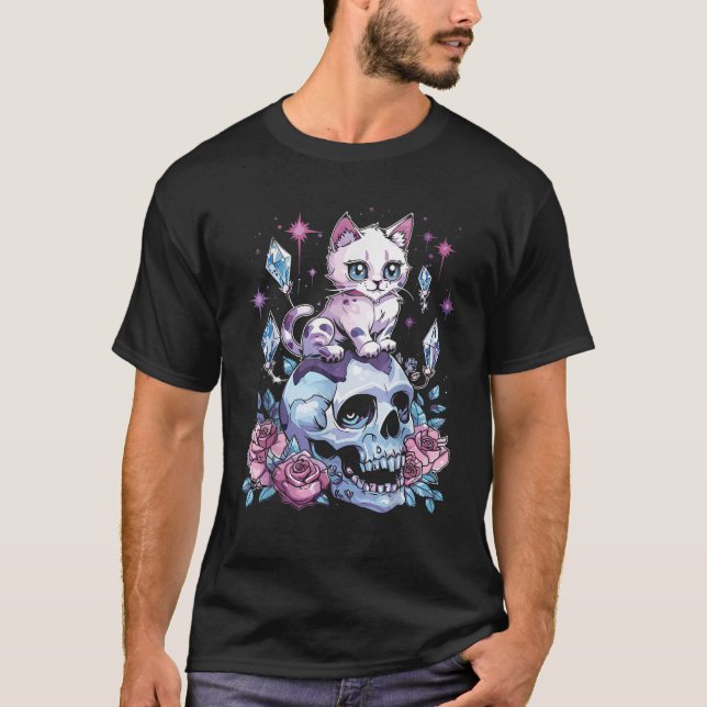 T-shirt Kawaii Chat Pastel Goth Cute Déplaisant Kawaii Ani (Devant)