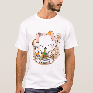 T-shirt Kawaii Chat Ramen nouilles Otaku Anime japonais Ne