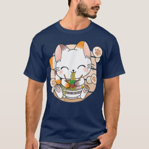 T-shirt Kawaii Chat Ramen nouilles Otaku Anime japonais Ne