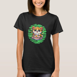 T-shirt Kawaii Corgi manger bol de Ramen