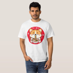 T-shirt Kawaii Corgi manger Ramen