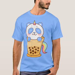 T-shirt Kawaii Cute Anime Panda Boba Buble Tea Otaku Homme