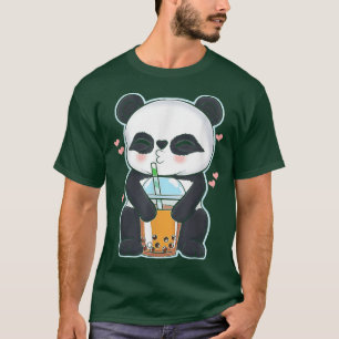T-shirt Kawaii Cute Anime Panda Boba Buble Tea Otaku Homme