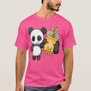 T-shirt Kawaii Cute Anime Panda Boba Buble Tea Otaku Homme