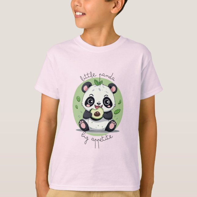T-shirt Kawaii Cute Baby Panda Manger Avocado (Devant)