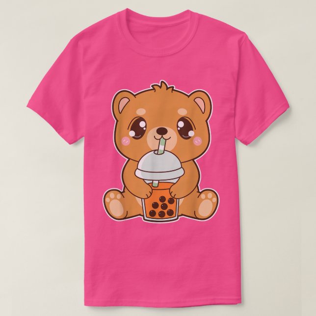 T-shirt Kawaii Cute Boba Grizzly Bear Thai Ice Buble Pear (Design devant)