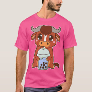 T-shirt Kawaii Cute Zodiac Boba Ox Blue Bubble Pearl Lait