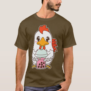 T-shirt Kawaii Cute Zodiac Boba Rooster Strawberry Bubble