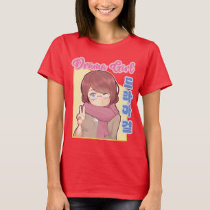 T-shirt Kawaii Drama Girl avec Hangul Coréen esthétique