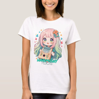 T-shirt Kawaii fille jouant kalimba