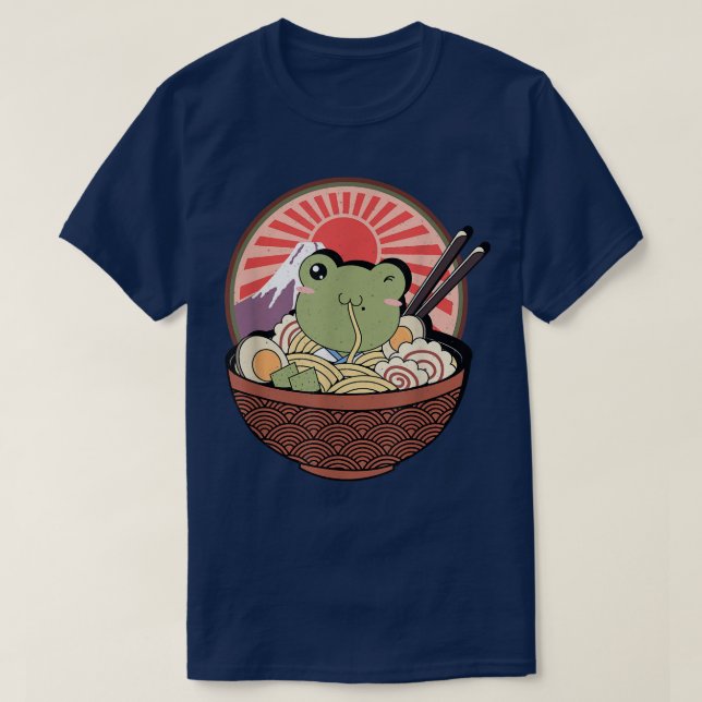 T-shirt Kawaii Frog Ramen Japanese Noodle Anime Frog Kids  (Design devant)