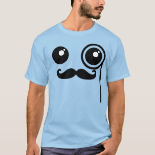 T-shirt Kawaii Happy Face avec Monocle et Mustache T-Shir