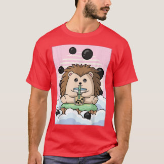 T-shirt Kawaii Hedgehog Bubble Boba Milk Thé japonais Aest