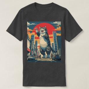 T-shirt Kawaii Kaiju Chat - Monstre d'Anime mignonne au Ja