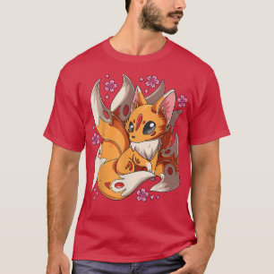 T-shirt Kawaii Kitsune Fo Japonais Neuf Queues Pour La Mag