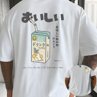 T-shirt Kawaii Lemon Juice Box Cat Japanese Aesthetic 