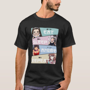 T-shirt Kawaii Mange Sleep Anime Répéter mignon Ado japona