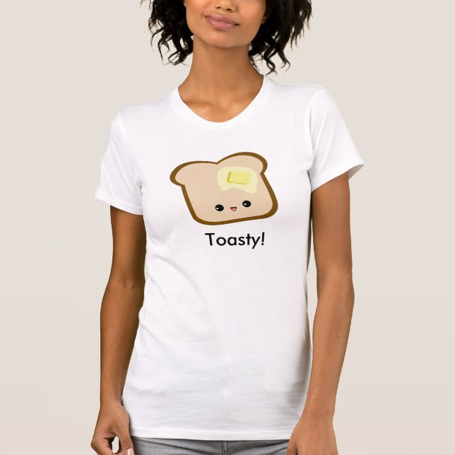 T-shirt Kawaii mignon Toasty ! Dames de pain grillé et de (Devant)
