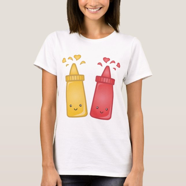 T-shirt Kawaii Mustard et Ketchup Love (Devant)