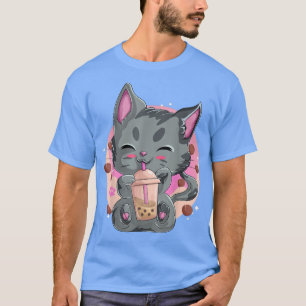 T-shirt Kawaii Neko Chemises Anime Chat Pour Femmes, Bob L