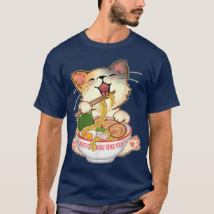 T-shirt Kawaii Neko Cute Ramen Cats Japonais Noodle Anime