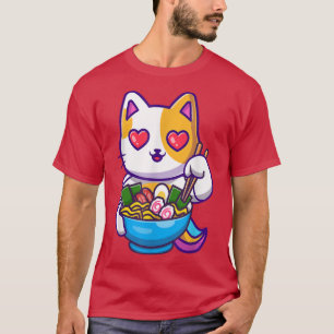 T-shirt Kawaii Neko Ramen Chat Anime Japonais Mets Cadeaux