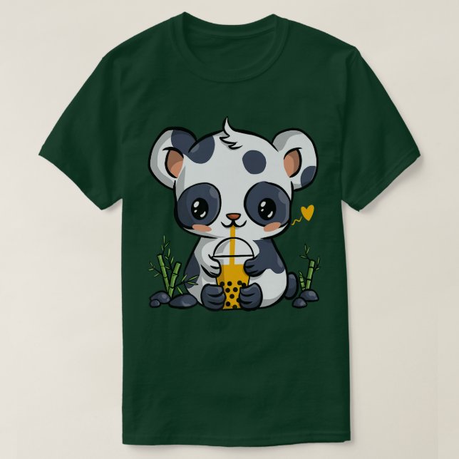 T-shirt Kawaii Panda Boba Buvette Thé Boveur Anime Cadeau  (Design devant)
