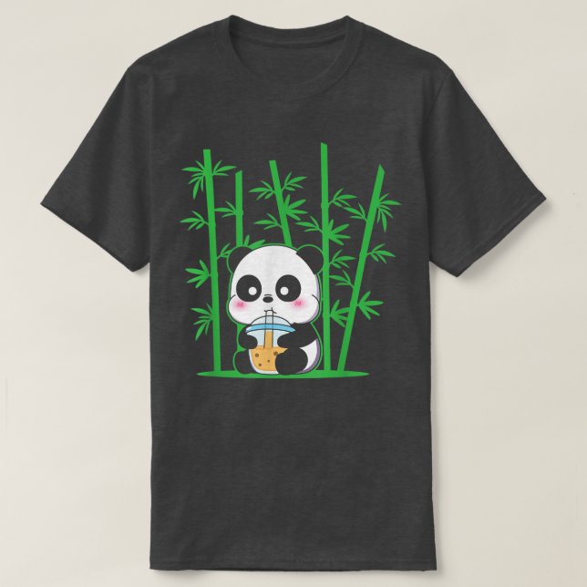 T-shirt Kawaii Panda Buble Tea Boba Tea Cute Panda (Design devant)