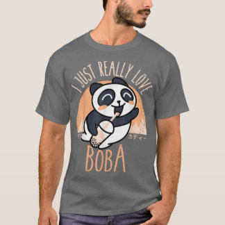 T-shirt Kawaii Panda J'Aime Vraiment Boba Japonais Anim
