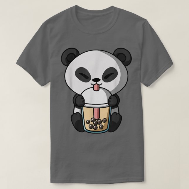 T-shirt Kawaii Panda Ours Boba Thé Lait Bube Thé Buble Ani (Design devant)