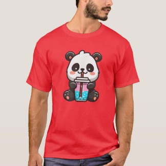 T-shirt Kawaii Panda Sipping Bubble Tea - Kawaii Boba Tea