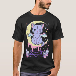 T-shirt Kawaii Pastel Goth Cute Occulte Déplaisant Cat Occ