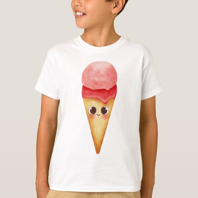 T-shirt Kawaii Pastel Ice Cream Cone - Mignonne Dessert (Devant)
