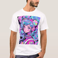Kawaii Pastel Rose et Blue Space Anime Girl