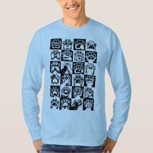 T-shirt Kawaii Paw Émotions Grille Noir Blanc