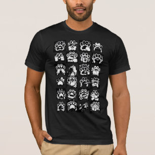 T-shirt Kawaii Paw Emotions Grille Noir Blanc
